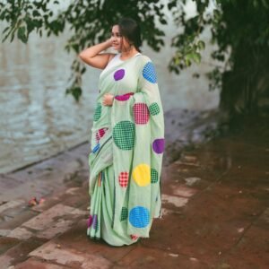 Gamchha Polka - Mint leaf