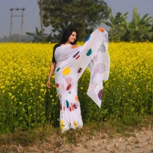 Gamchha Polka - White