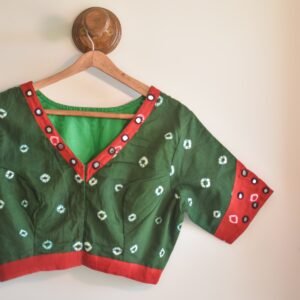 Rang Mahal – Bottle Green Bandhni Blouse