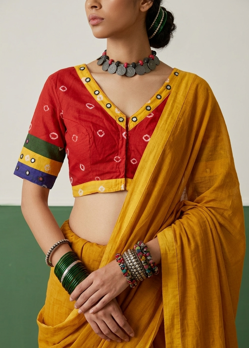 Rang Mahal – Red Bandhni Blouse - Image 2