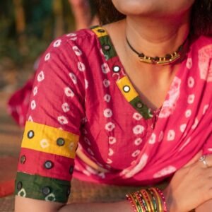 Rang Mahal – Ruby Pink Bandhni Blouse