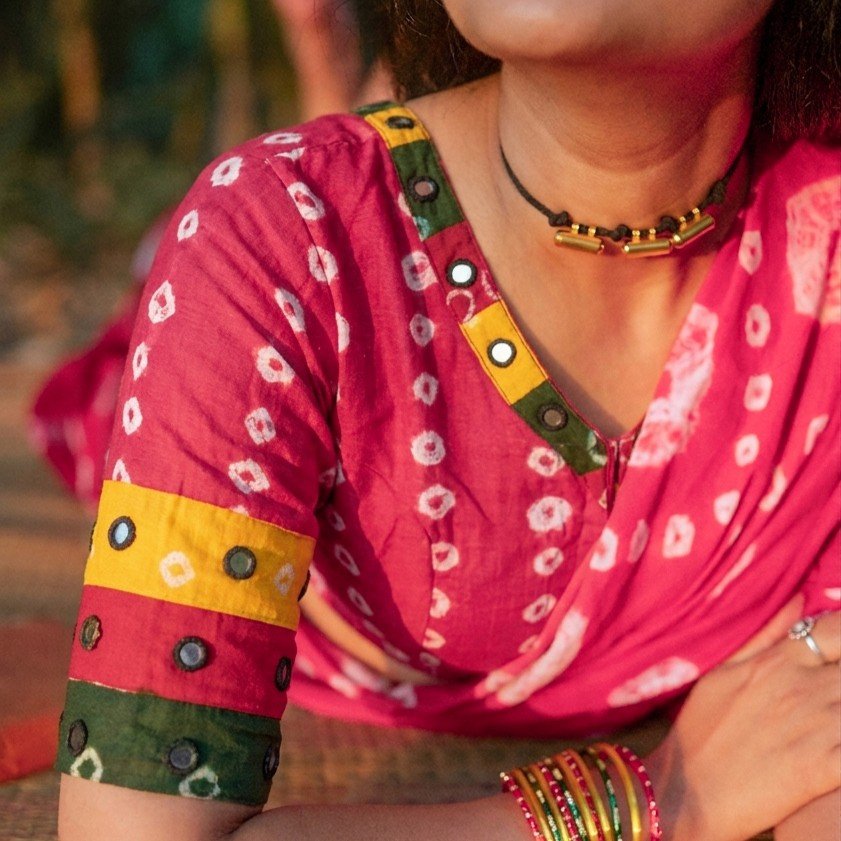 Rang Mahal – Ruby Pink Bandhni Blouse