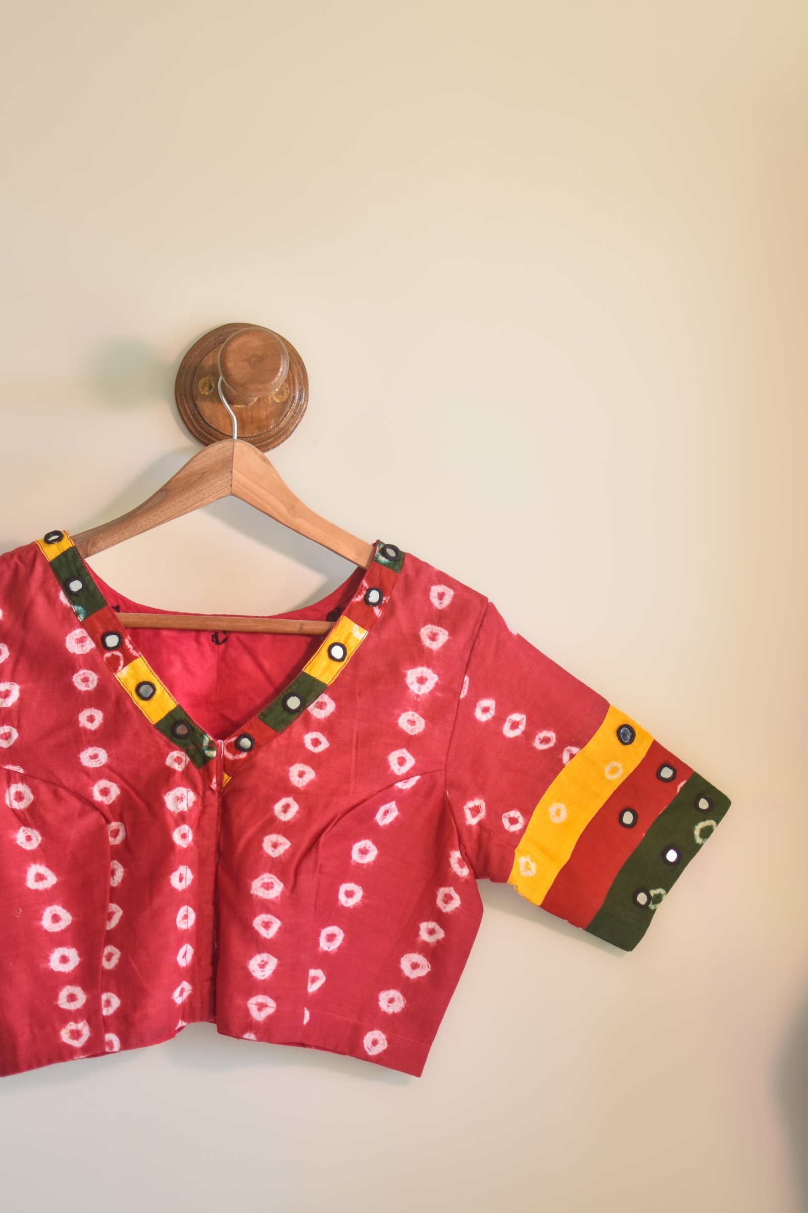 Rang Mahal – Ruby Pink Bandhni Blouse - Image 3