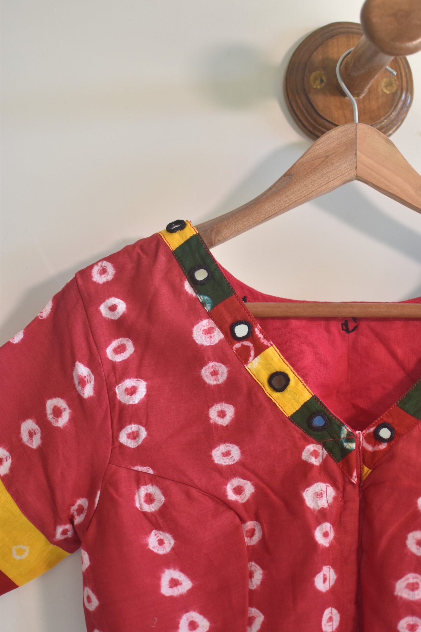 Rang Mahal – Ruby Pink Bandhni Blouse - Image 4