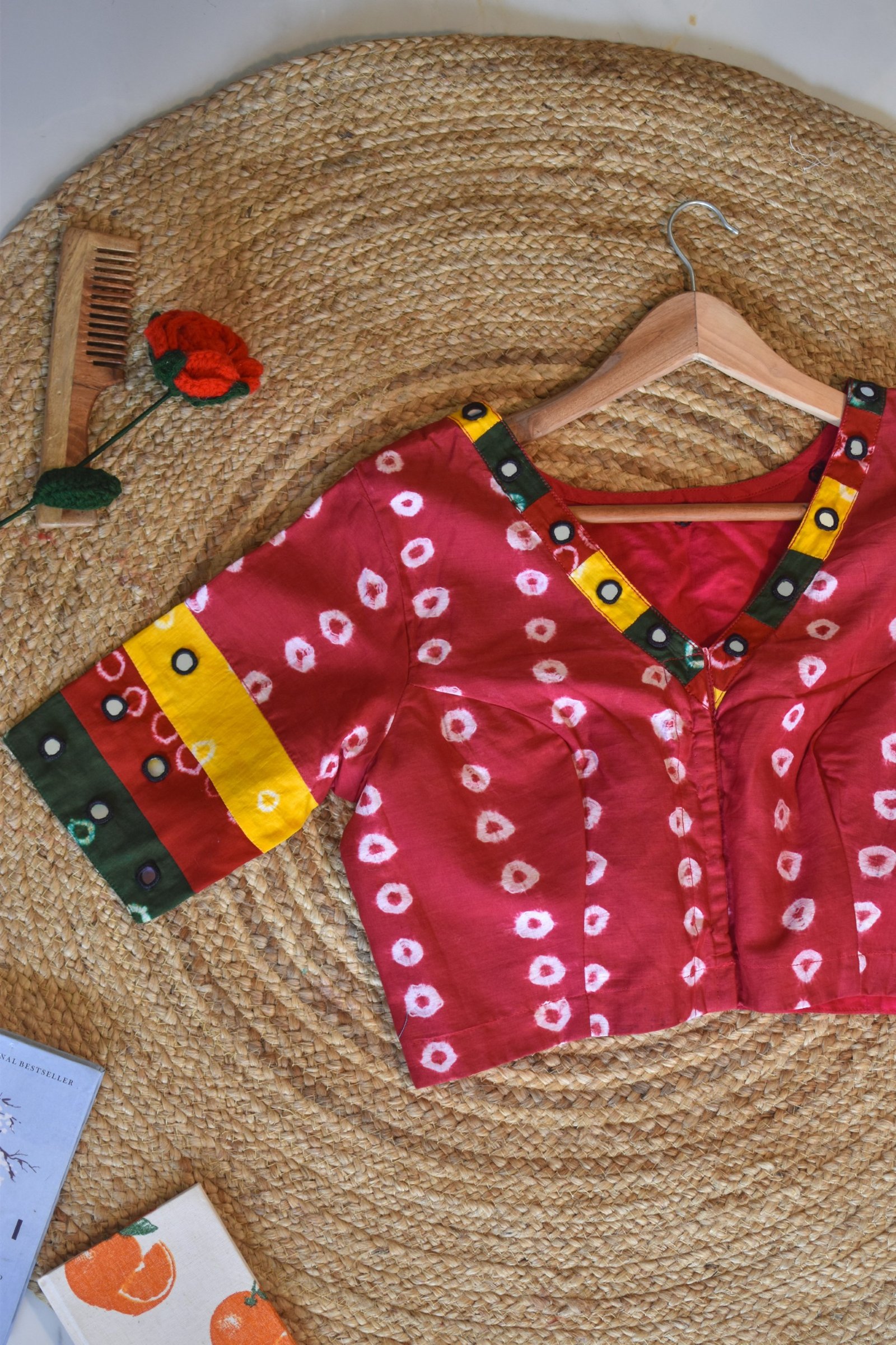 Rang Mahal – Ruby Pink Bandhni Blouse - Image 6