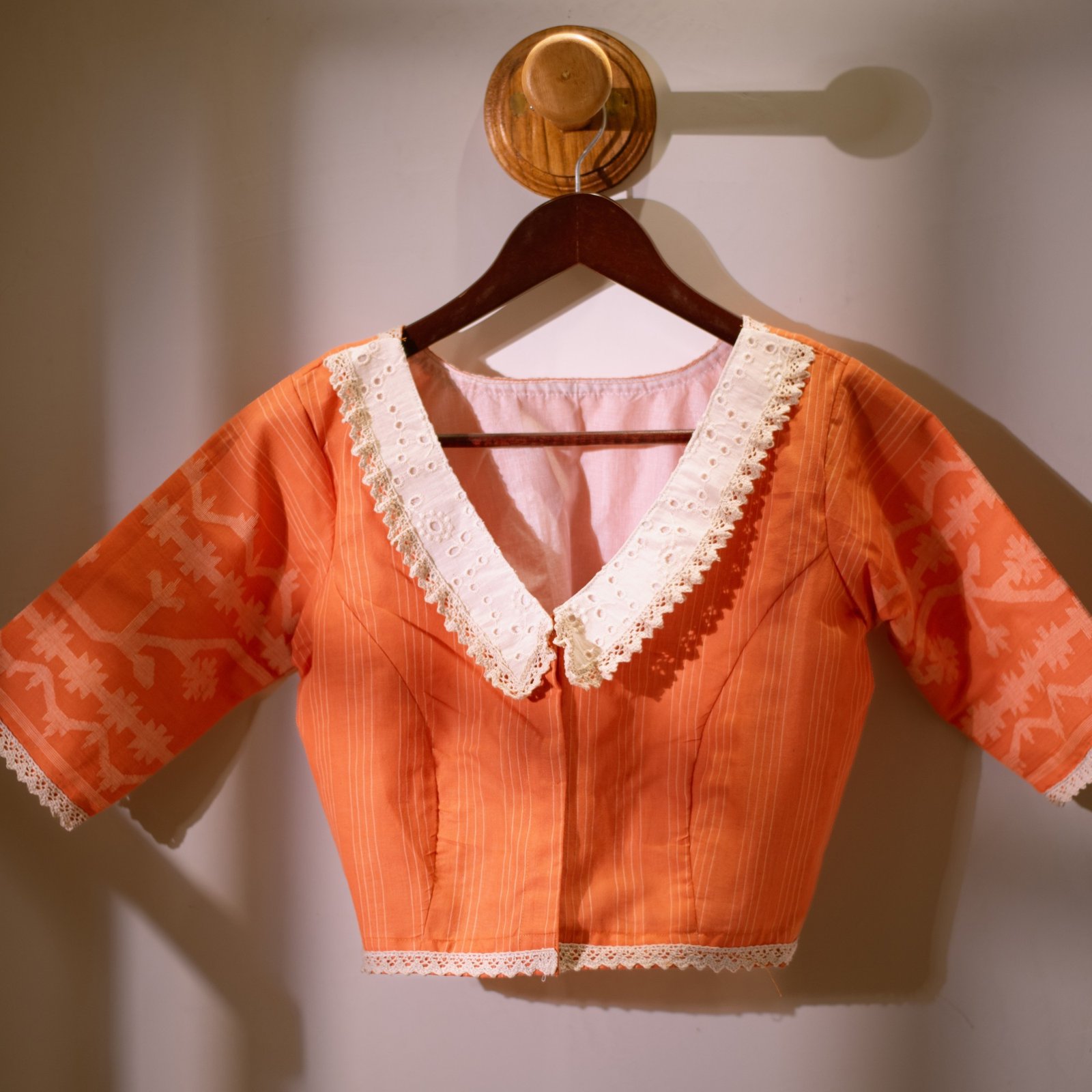Terracotta jamdani blouse